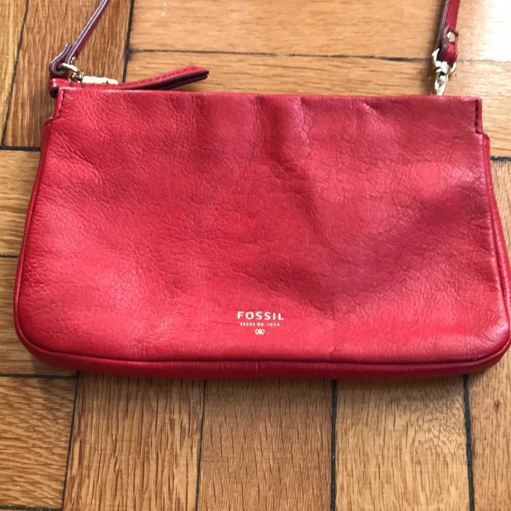 Fossil red leather handbag